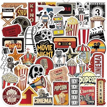 50 PCS Retro Movies Stickers for Teens, Retro Aesthetics Stickers Pack for Water Bottles, Laptops, Movie Lover Sticker Accessories Gifts for Teens Adults Retro Movies
