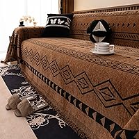 Vista 291 de VClife funda boho de sofá de felpilla para sofá seccional, funda antideslizante para sofá de 2 plazas, protector para mascotas con borlas, funda