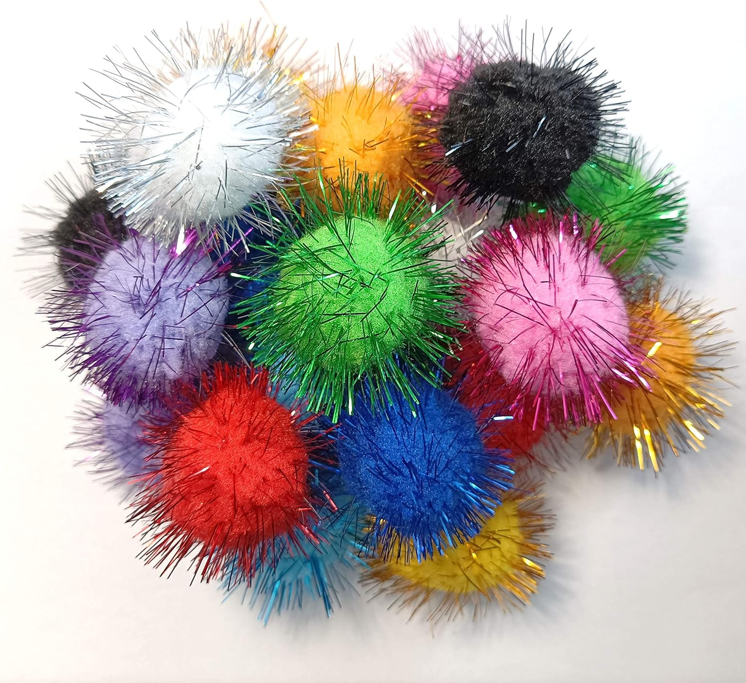 Mecari Cat Toys Balls Sparkle Pom Pom Fuzzy Balls for Cats 20 Pack : Pet Supplies