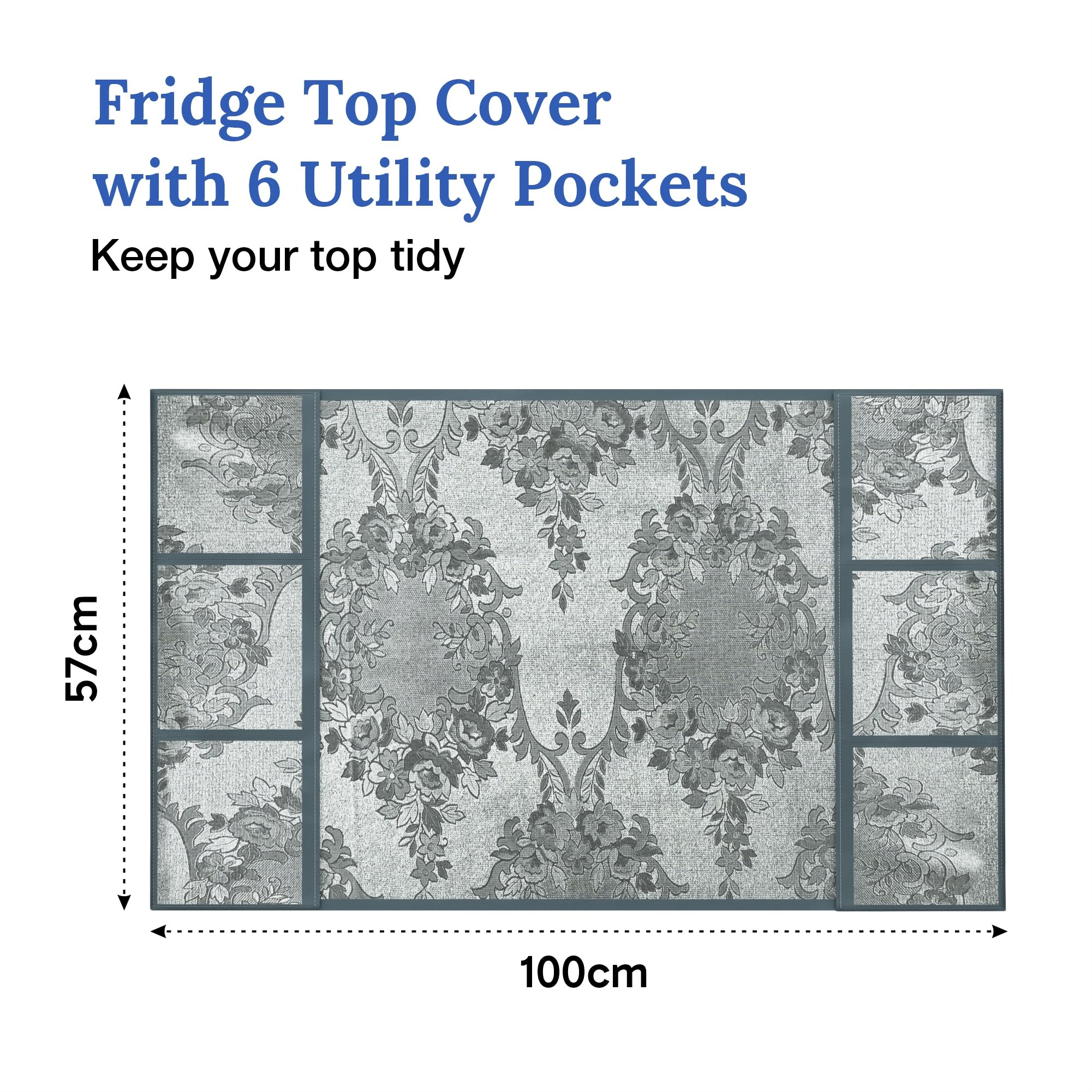 Velvet Fridge Cover - Floral Print, 6 Pockets -3 Velvet Fridge Cover - Floral Print, 6 Pockets -3