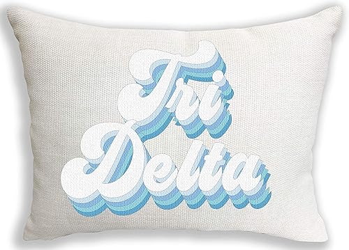 Sorority Shop Delta Delta Delta Pillow  Diseño retro, almohada lumbar de 12 x 16 pulgadas