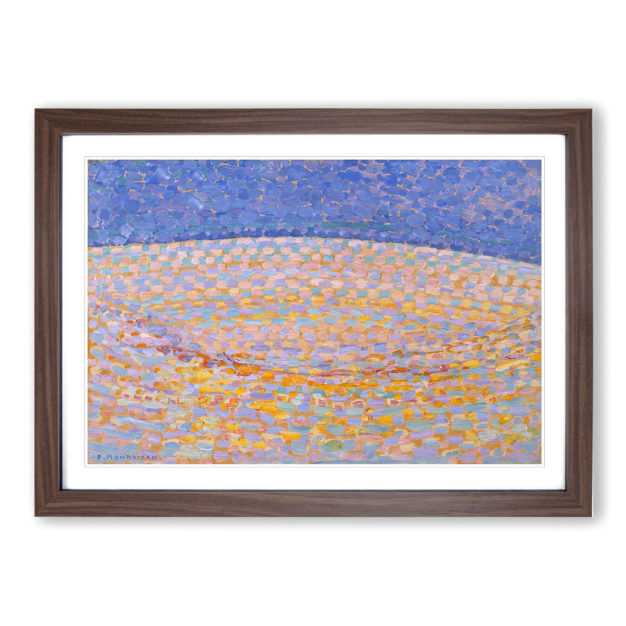 Big Box Art Dune Iii by Piet Mondrian Framed Wall Art Picture Print Ready to Hang, Walnut A2 (62 x 45 cm)