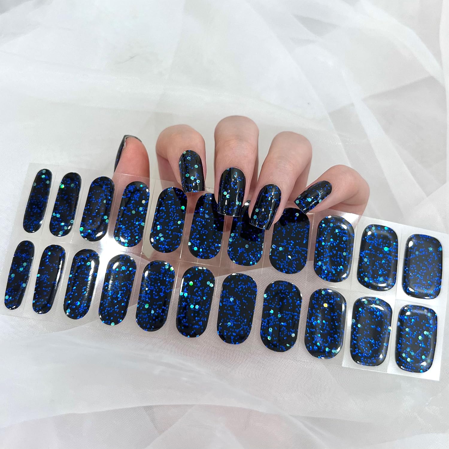 Semi Cured Gel Nail Strips, 22pcs UV Nails Polish Art Sticker, Nail Wraps with UV Light Required for Home Manicure DIY, Long Lasting, Easy Application & Removal, Salon Quality (Dreamy Galaxy 036)