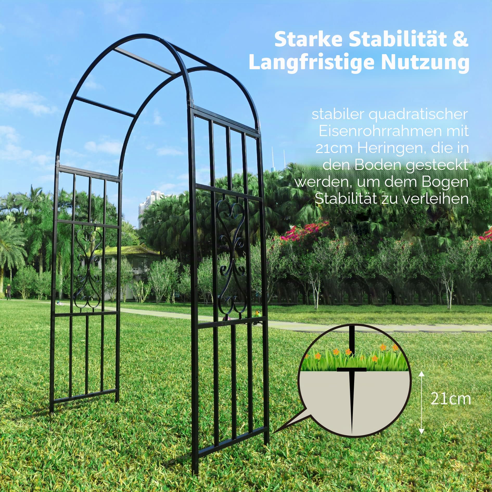 114 cm x 210 cm Rosenbögen, Gebogene Metall-Dauerhafte Eisen Rankhilfe Pflanzenständer für den Außenbereich Rosenlaubengarten Kletterpflanzen Hochzeitsbögen Zeremonie