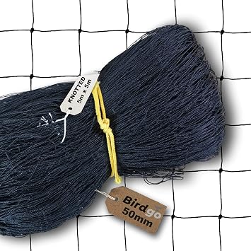 Black 50mm 2" Anti Pigeon Netting 5m x 5m - Professional Quality Prevention Control Bird Net UV-Stabilised, Knotted