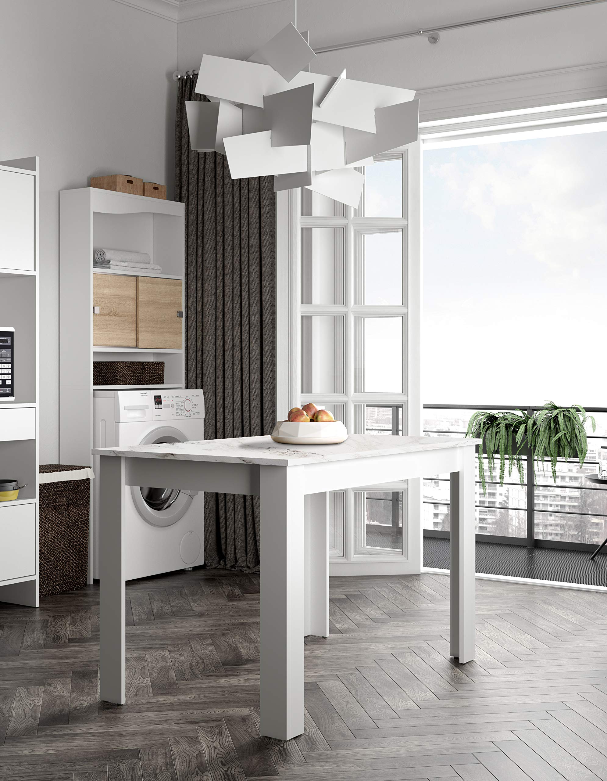 TemaHome Nice Tavolo da Pranzo, Particle Board, Bianco (Marble), 110 x 70 x 73.4 cm