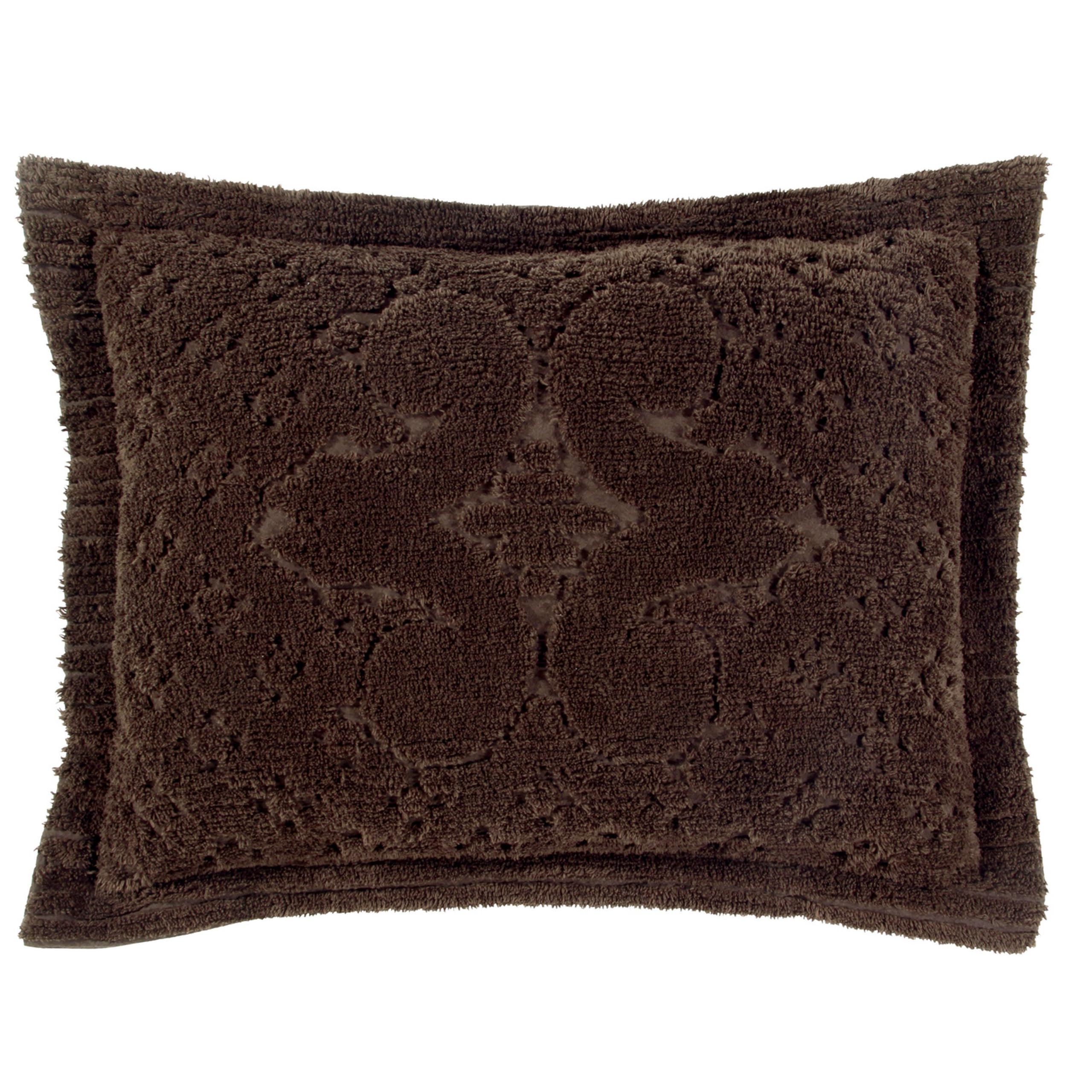 Better Trends Chocolate Standard Sham 100% Cotton Chenille Bedspread Sham, Soft and Cozy Tufted Tumble Dry (21x27 Std Sham) Ashton Collection