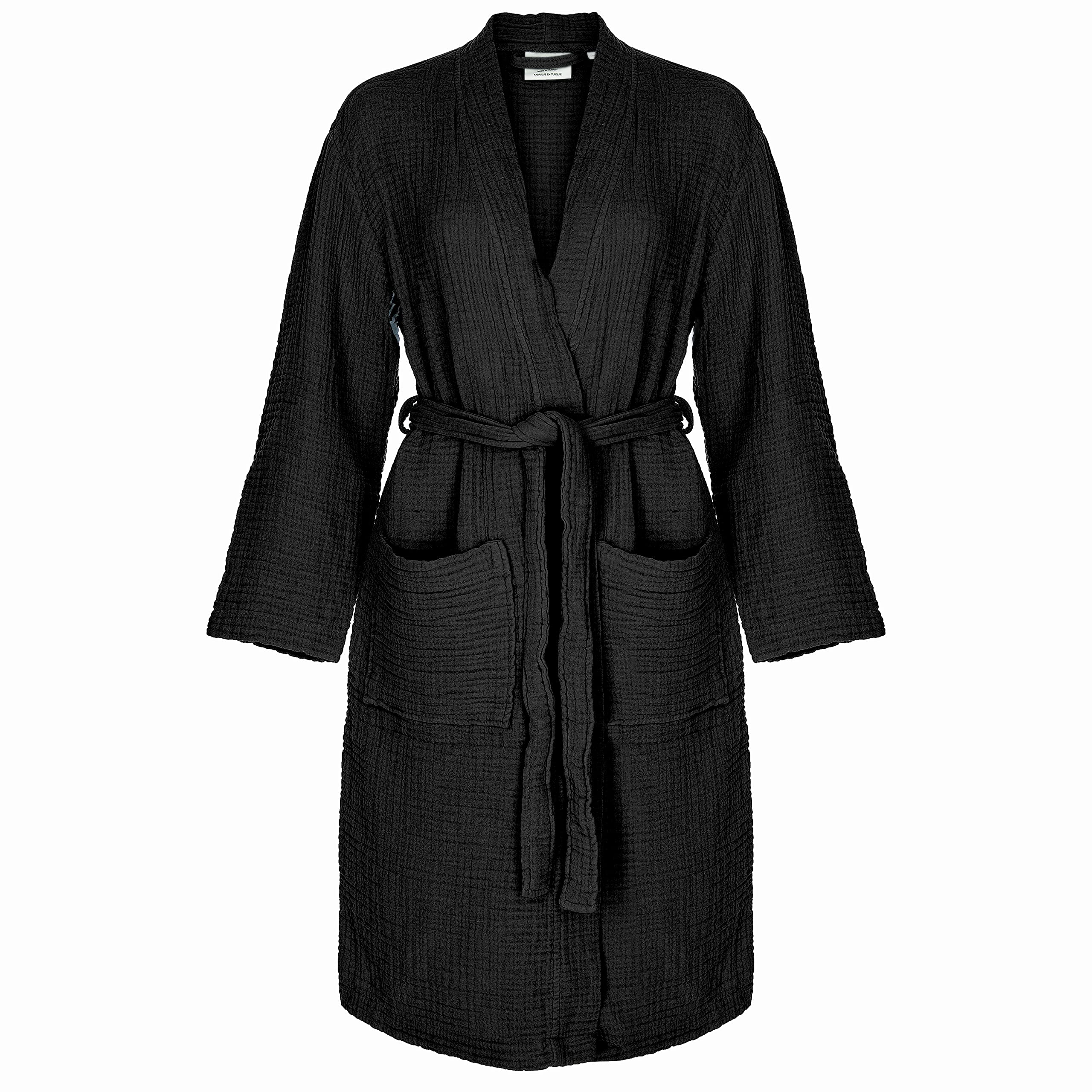 ORMES Muslin Unisex Bathrobe Women & Men, 100% Cotton Kimono Lightweight Robe | Long Robes Soft, Absorbent, Spa robes