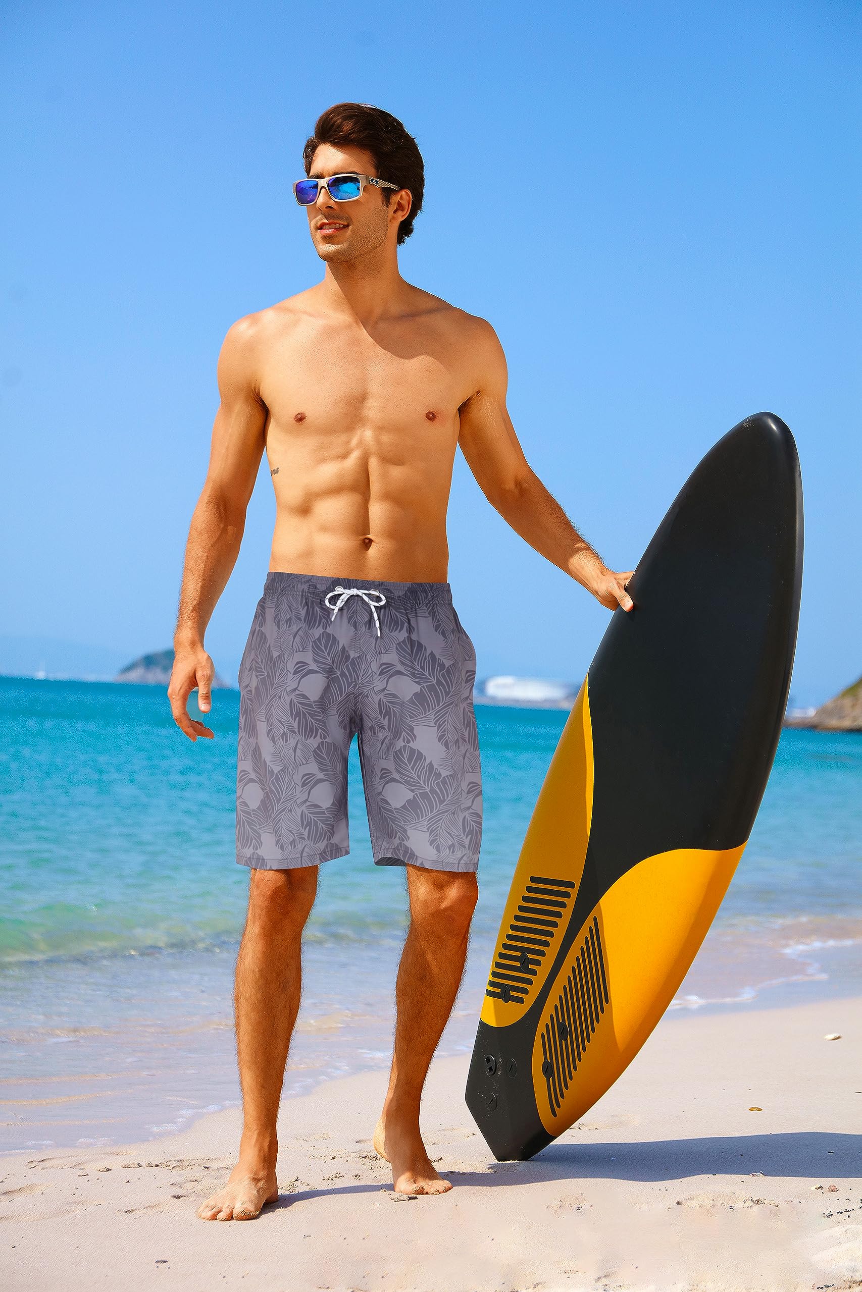 APTRO Costumi Pantaloncini da Bagno Uomo Mare Surf Piscina Stampa Hawaiana Estiva Grande Asciugatura Rapida con Fodera in Rete