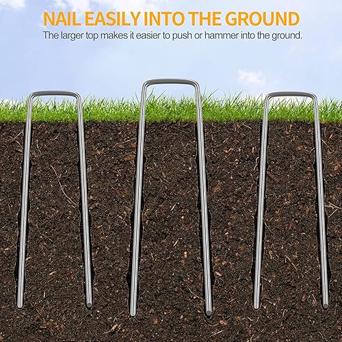 Miniatura 5 de Tela resistente para paisajes de barrera de malezas de 3 x 100 pies y 5.8 onzas con paquete de 200 grapas de jardín de 6 pulgadas