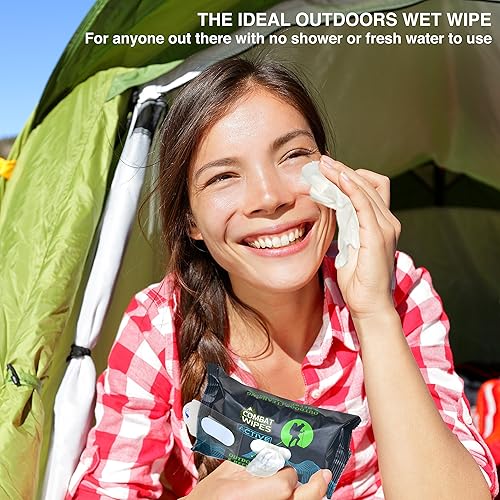 Miniatura 7 de Combat Wipes ACTIVE - Toallitas húmedas para exteriores extra gruesas ultraligeras biodegradables para limpieza corporal y manos paños refrescantes