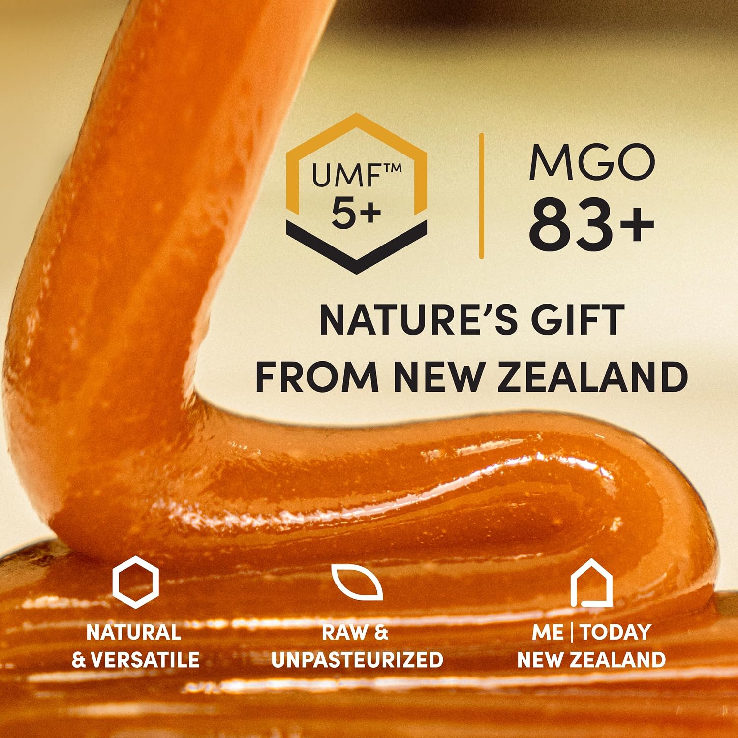 Me Today Manuka Honey, New Zealand Manuka Honey, Authentic, Raw & Unpasteurized Honey | Delicious Honey Crafted by Bees (17.6, UMF 5+ / MGO 83+)