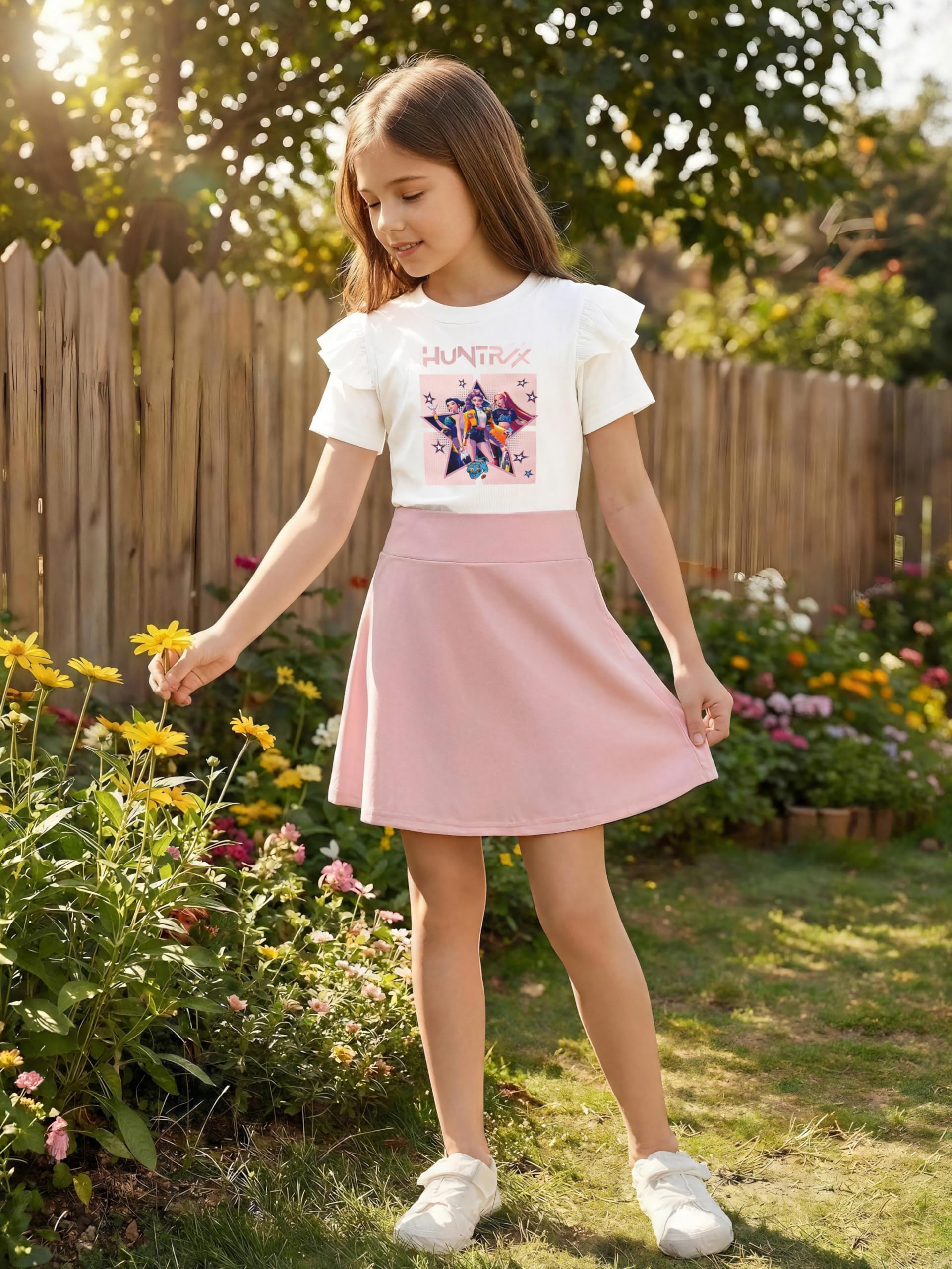 Vestido Niña K-Pop, con Estampado Idol. Moda Anime Infantil. Vestido de Manga Corta con Volantes y Falda Acampanada. Moda Casual de Verano para Niñas de 2 a 12 Años. - 5