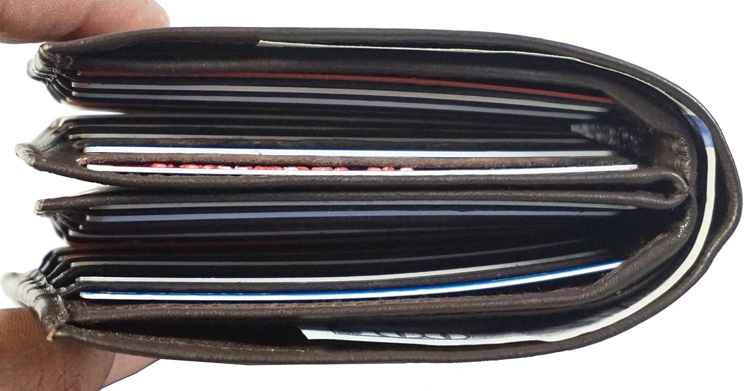 Bullz European Hipster Mens Wallet Thick Large Bifold 20 Cards and 2 ID Window (Brown) - Image 5