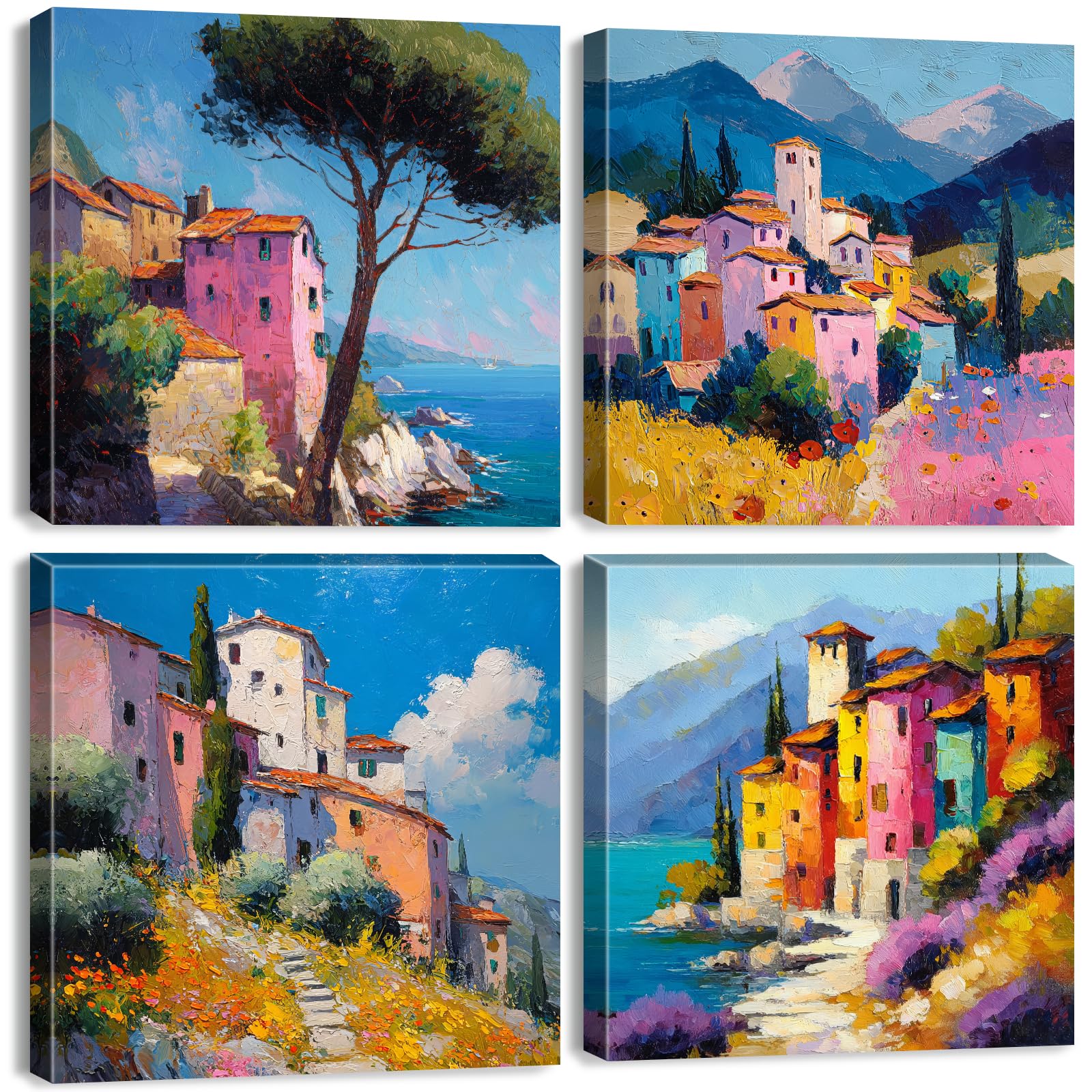 BL BORLINART Abstract Mediterranean Canvas Set