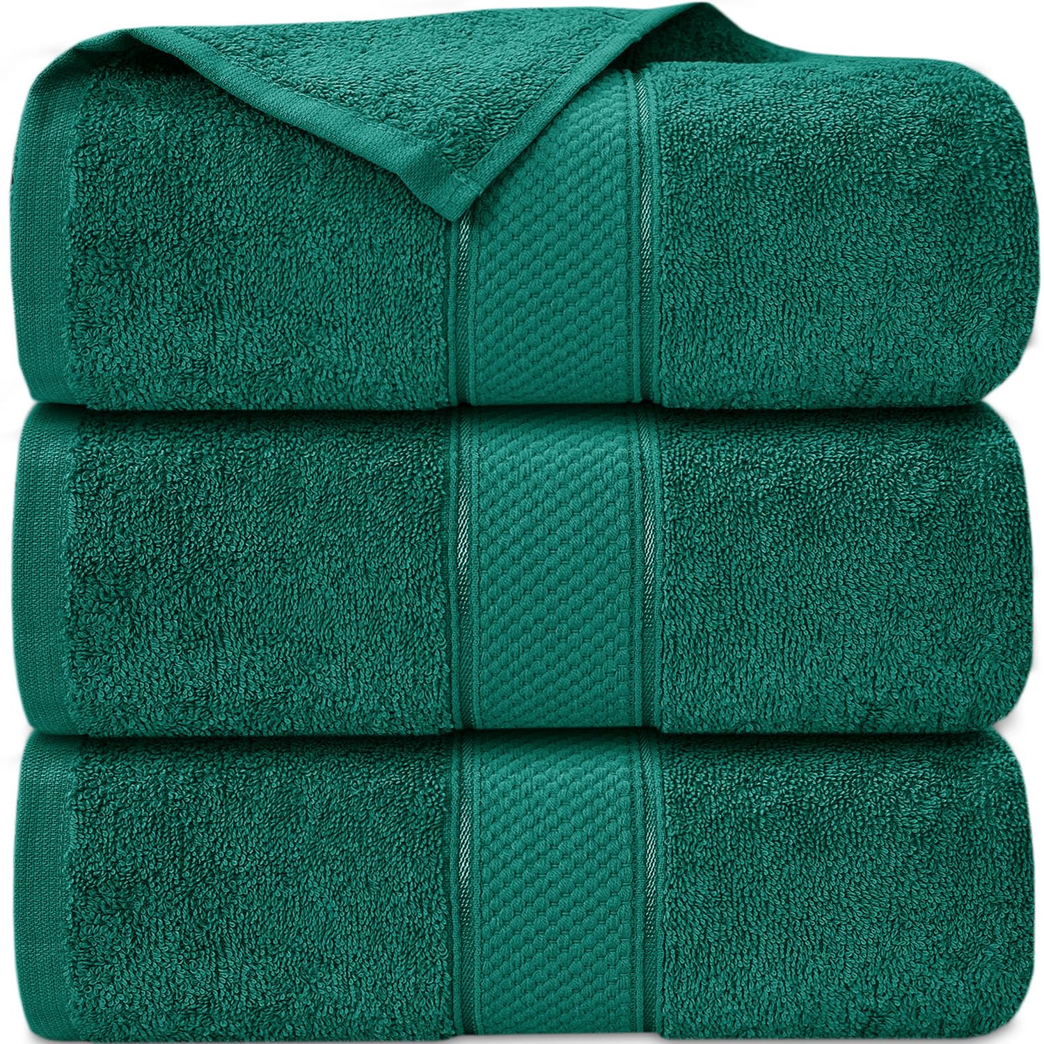 Casabella Pack of 3 Super Jumbo Extra Large Bath Sheet Towels100% Cotton 90cm x 180cm_Jade Green