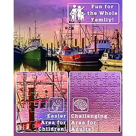 1000 Piece Puzzle for Adults - Scenic Harbor with Colorful Boats, Gift-Ready Box, Letters on Back, 8 Puzzle Saver Sheets & Full-Size Poster by GERJATO - Ideal Gift for Loved Ones