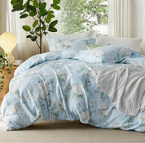 Vista 90 de Bedsure - Funda de edredón tamaño Queen, reversible con cierre de cremallera, juego de ropa de cama blanco, 3 piezas con 8 lazos en las esquinas y 2