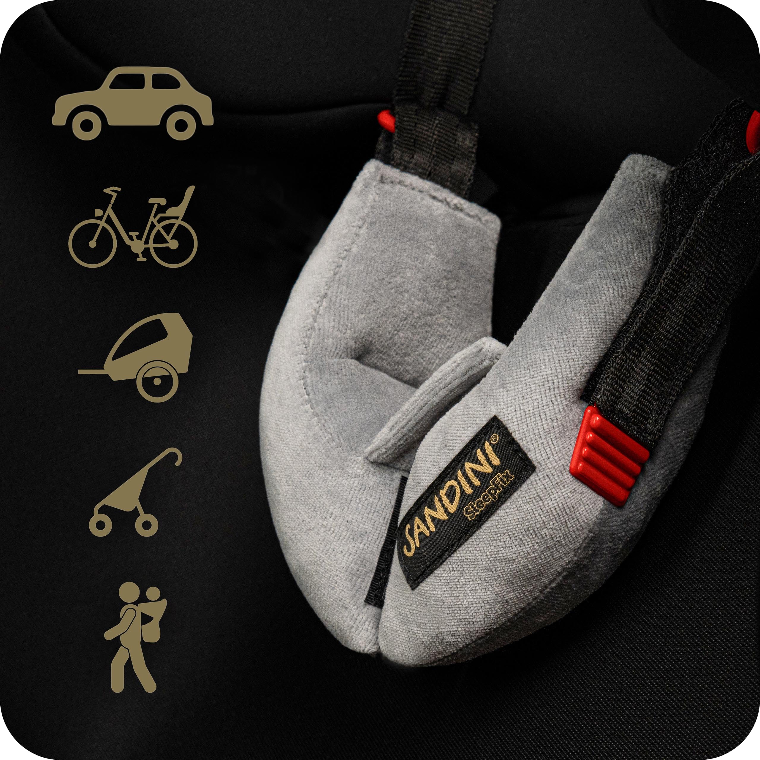 SANDINI SleepFix® Baby – Cuscino cervicale per bambino con funzione di sostegno – Accessorio per seggiolino per bambino – Poggiatesta / Riduttore del sedile / Previene il ciondolamento della testa durante il sonno
