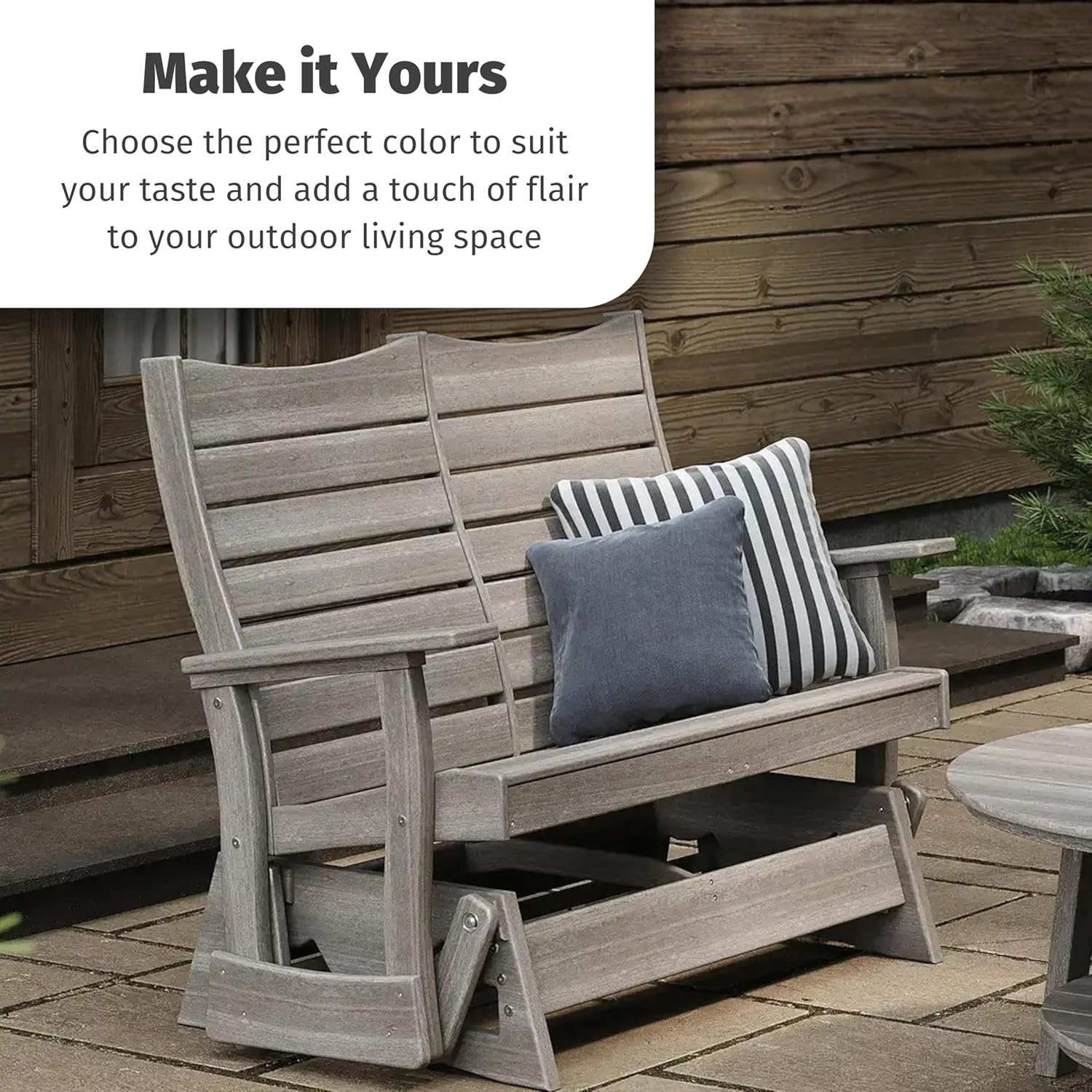 LuxCraft 4' Contour Glider Chair - Amish-Made Outdoor Glider in HDPE Poly Lumber – Ergonomic Patio & Porch Rocking Glider – Weather-Resistant Poly Lumber Seating (Brazilian Walnut)