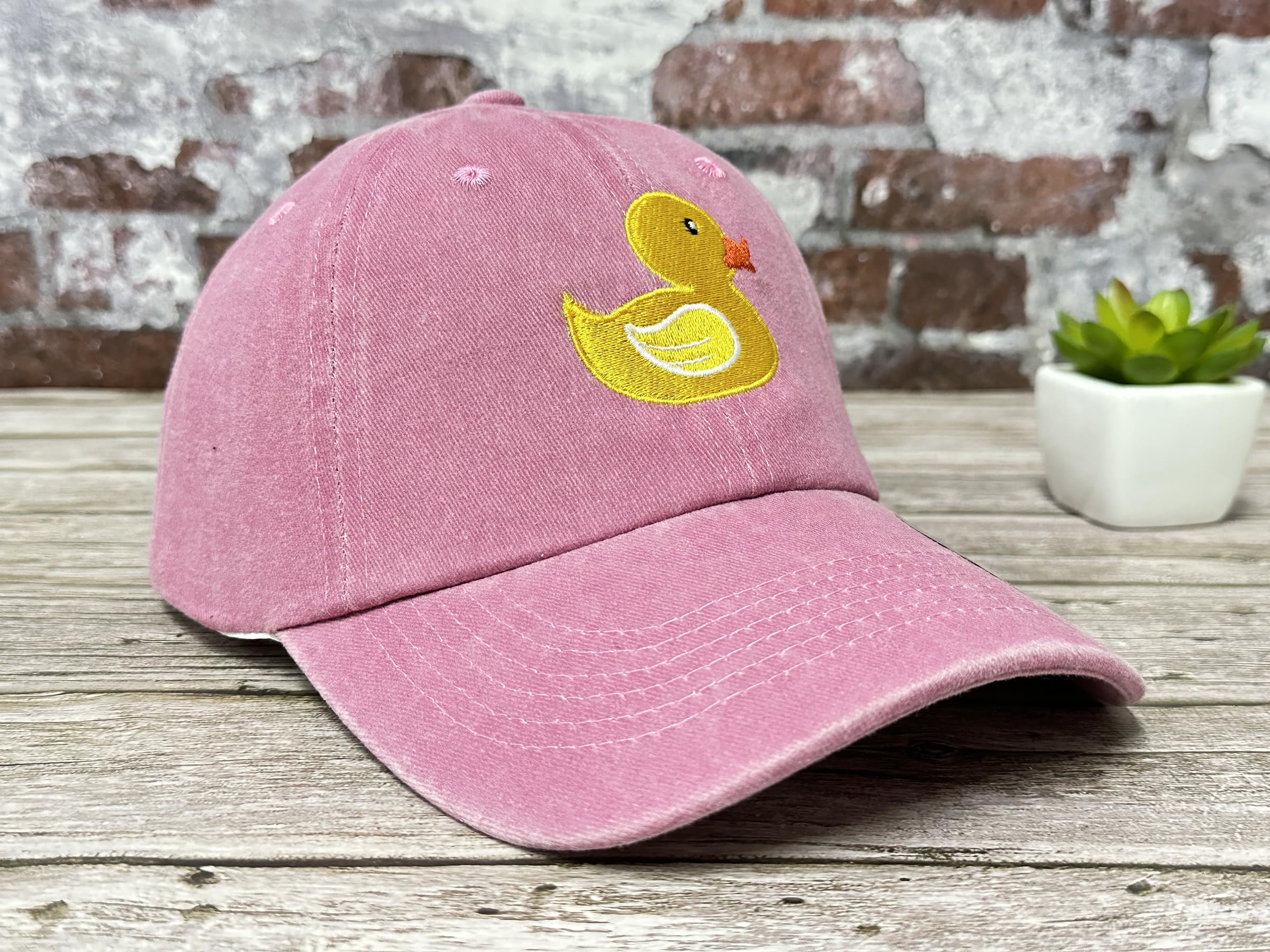 Sombreros de béisbol bordados de pato amarillo para hombres y mujeres, Pato (rosa lavado) 2