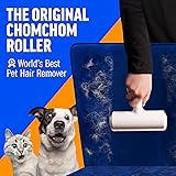 ChomChom Roller Pet Hair Remover – Original Size Reusable Lint Roller for Cat & Dog Hair on Furniture, Couch, Carpet, Car, Rugs & Bedding – Portable, Eco-Friendly (White)