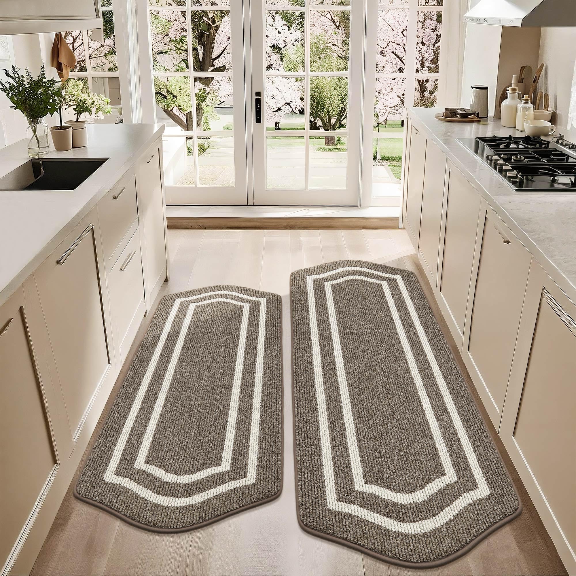 Tapis de cuisine long antidérapant marron lot de 2 COSY HOMEER