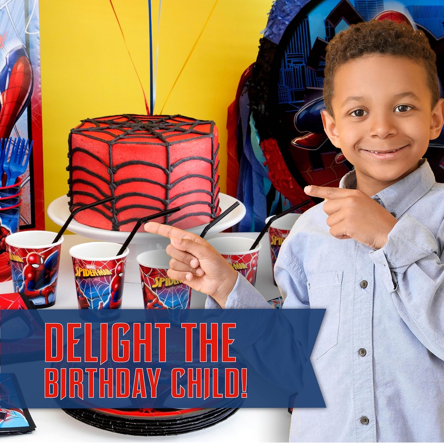 Spiderman Birthday Party Supplies and Decorations, Spiderman Party Supplies, Serves 16 Guests, Includes Tableware and Decor with Table Cover, Banner, Plates, Napkins & More, Officially Licensed - Image 6