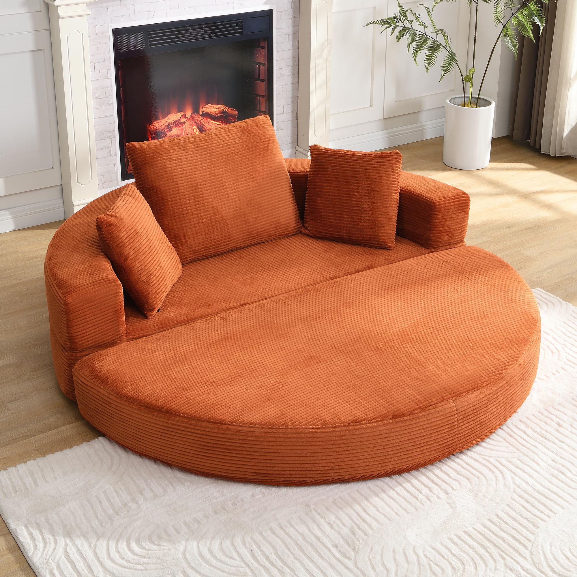 Merax Klappsofa Bett 2 in 1 Boneless Couch Schlafsofa Klappsofa Bett Gästebett Lazy Sofa Bodensofa, Modulares Bodensofa mit Kissen, oval 173x176 cm,