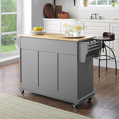 Vista 52 de Crosley Furniture isla de cocina con ruedas, Madera, Blanco