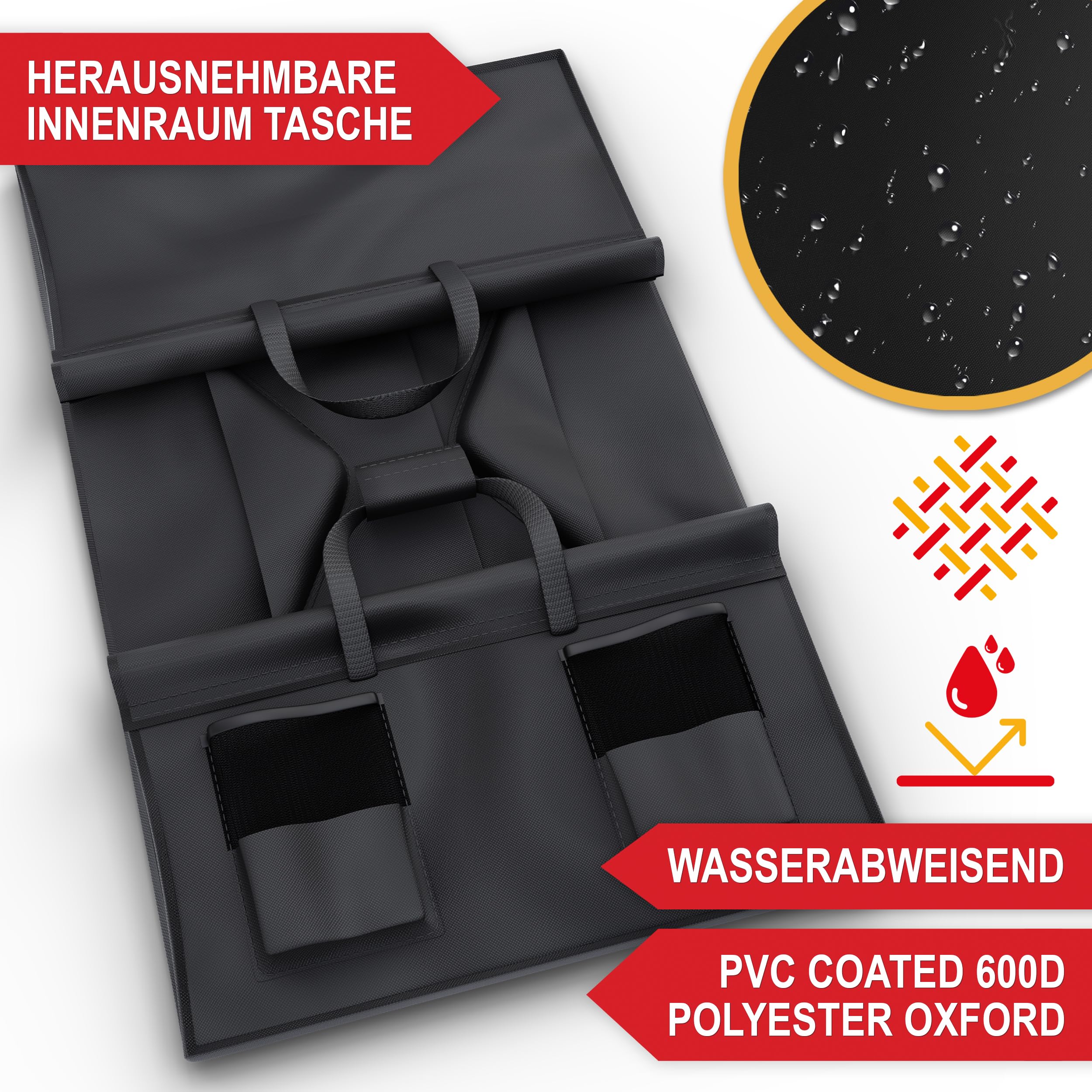 ONBEST Bollerwagen faltbar - Plus Regenschutz - Faltbollerwagen - Bollerwagen Für viele Anwendungen - Outdoor - klappbarer Transportwagen klappbar (Schwarz)
