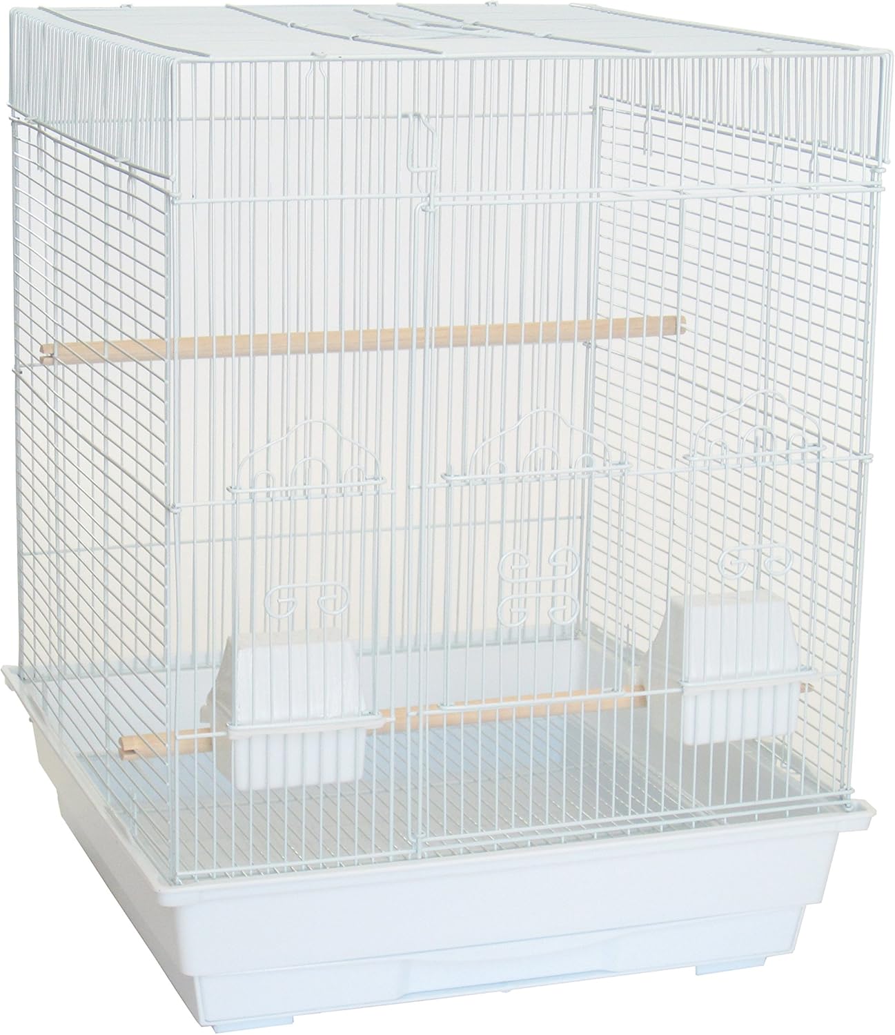 YML A5824 3/8" Bar Spacing Square Top Small Bird Cage, Black, 18" x 14"