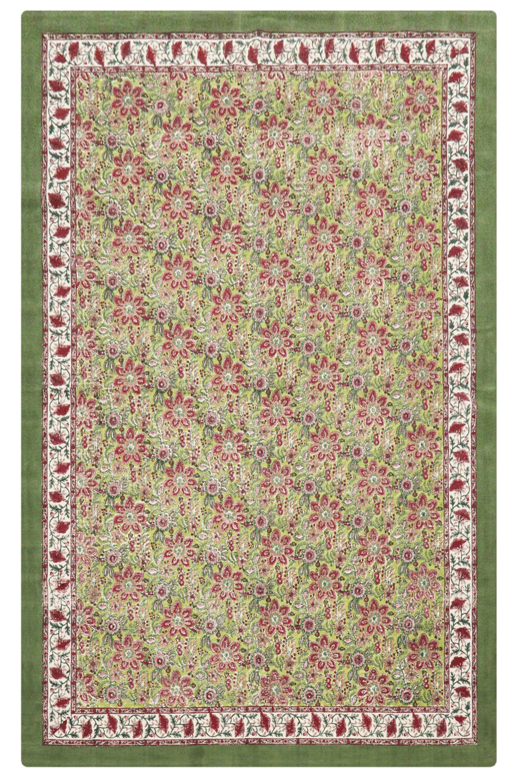 Tapis en coton pour chambre et salon | Créez un cocon artistique vert