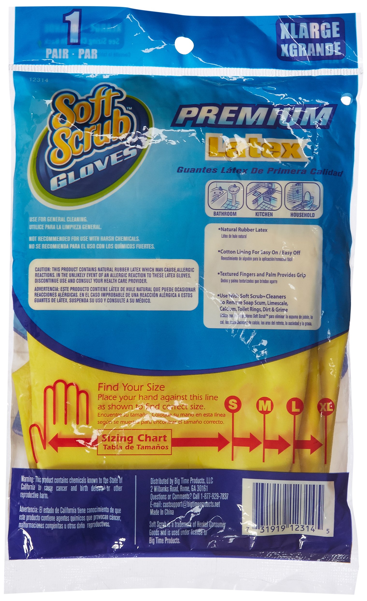 Amazon.com: big time products llc 12314-26 - Guante de látex suave, extra  grande, reutilizable : Herramientas y Mejoras del Hogar