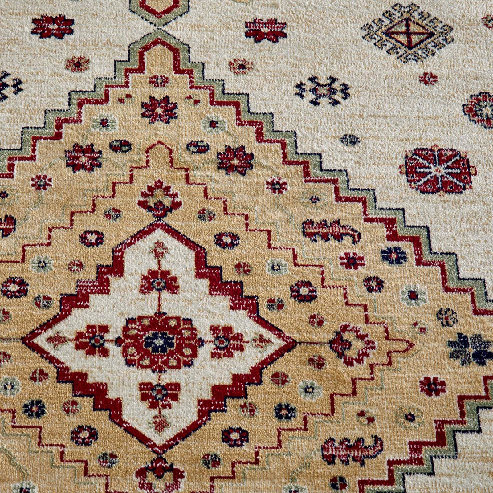 Taracarpet Moderner Kurzflor Orientteppich Royal Premium Teppich Viskose mit zeitlosem Muster ideal für Wohnzimmer, Schlafzimmer und Esszimmer beige 140x200 cm