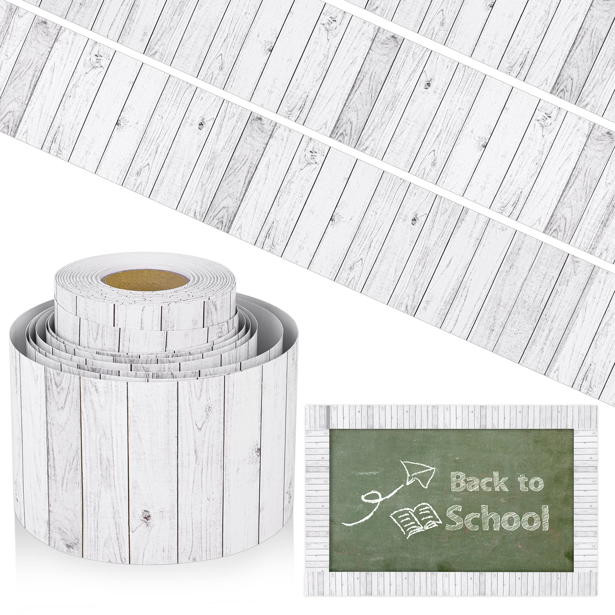Photo 1 of durony 65.6 Feet Wood School Bulletin Board Border Straight Border Trim White Wood Poster Borders School Classroom Border Trim for Back-to-School Decoration