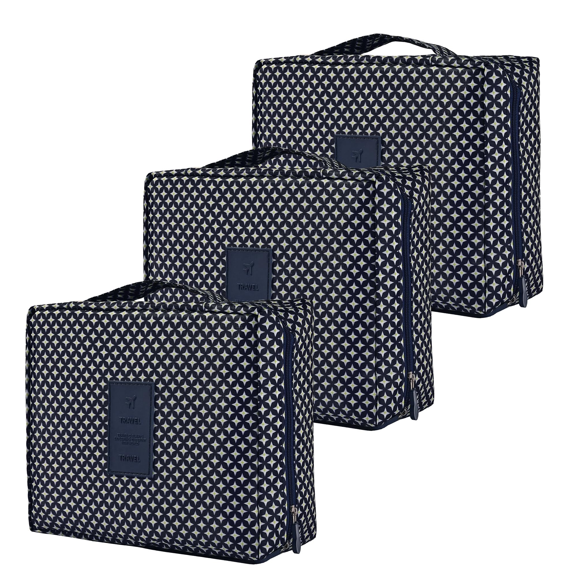 Warli Print Canvas Waterproof Makeup Pouch, Pack of 2