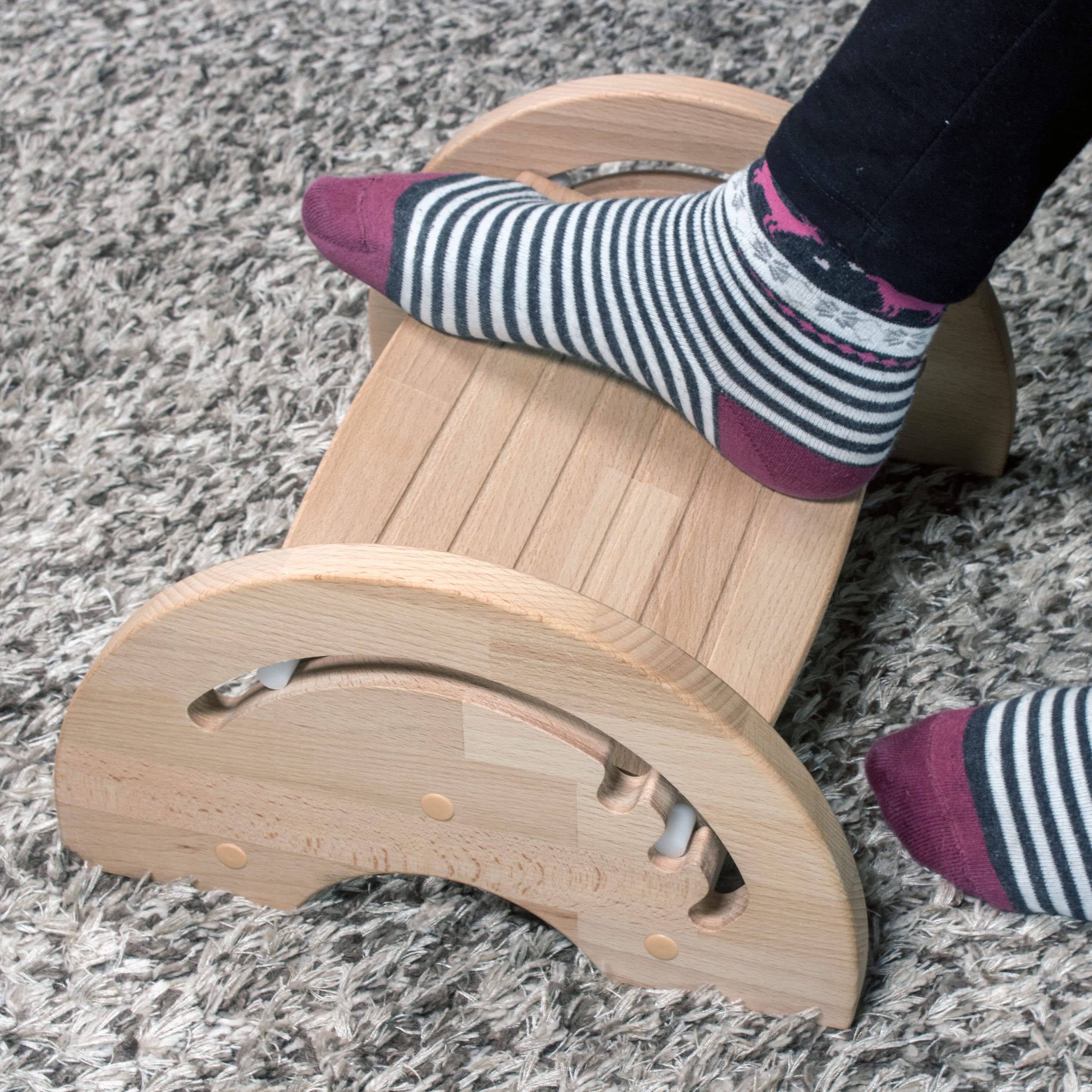 Fußstütze aus Holz – verstellbar | Fußhocker – Fußbank Schreibtisch | Fußablage | Hochwertiger Fußständer