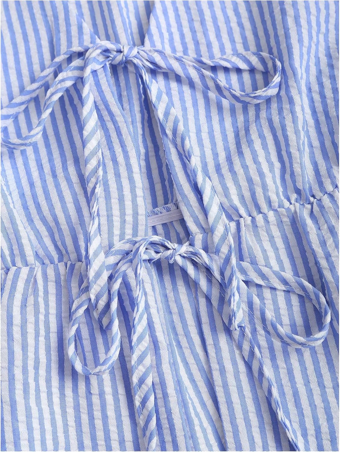 SweatyRocks Women's 2 Piece Outfits Striped Bow Tie Front Sleeveless Peplum Top and Pants Sets - Image 4