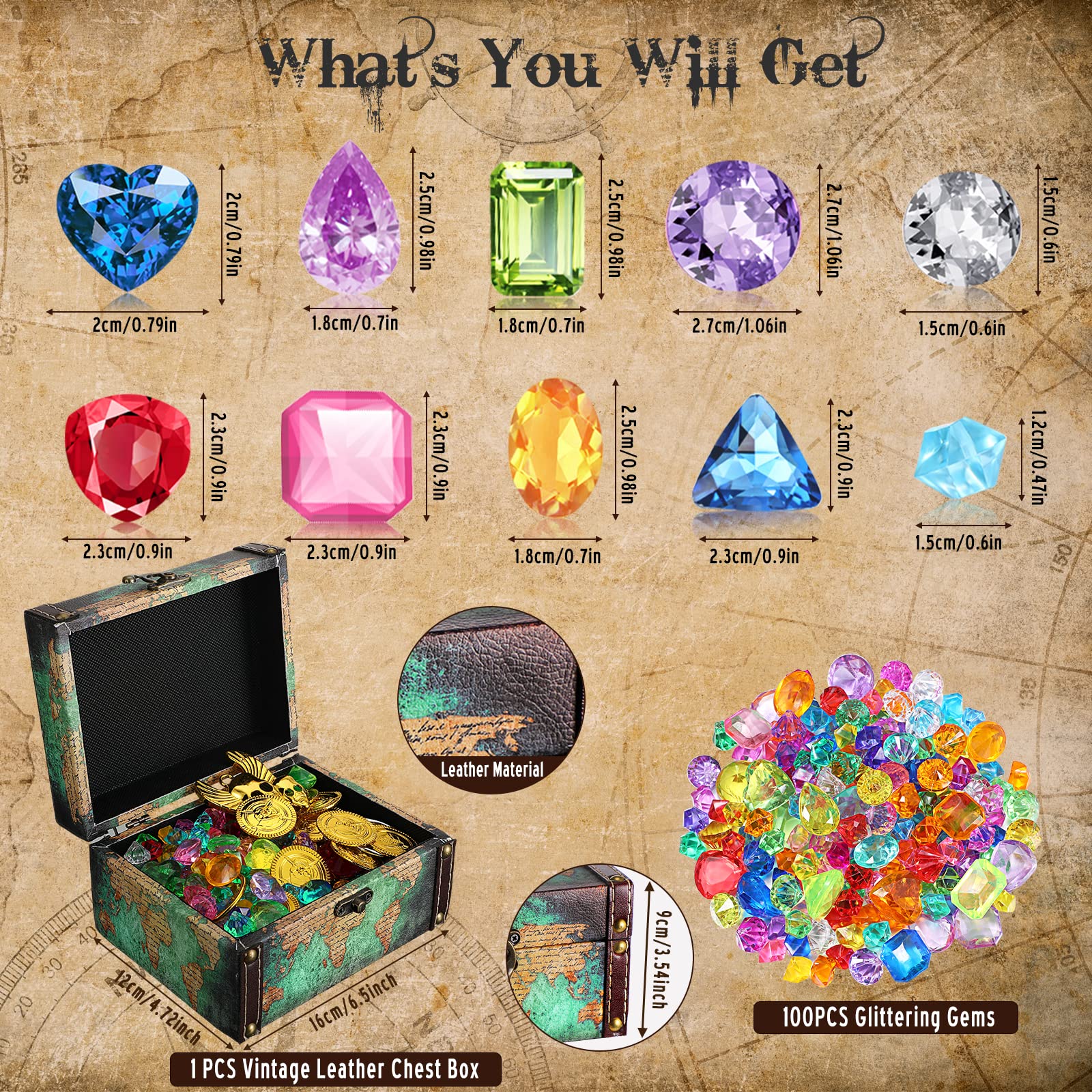 Amazon.co.jp: Enhon 147ピース 海賊の宝箱 鍵付き 海賊の地図1枚