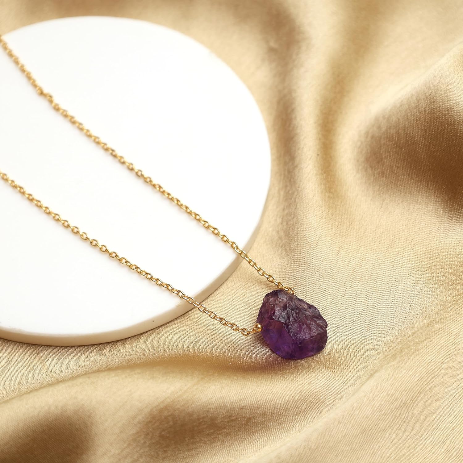 Gempires Purple Amethyst Crystal Pendant Necklace February Birthstone Handmade Jewelry Hypoallergenic 18 Inch Gold Plated Raw Crystal Gemstone Necklaces - Image 3
