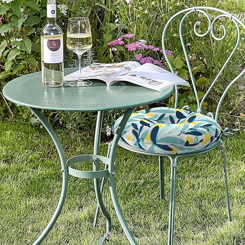 Miniatura 7 de LVTXIII Juego de 2 cojines de asiento de bistró para exteriores para todo tipo de clima, con lazos, cojines redondos esponjosos para sillas redondas