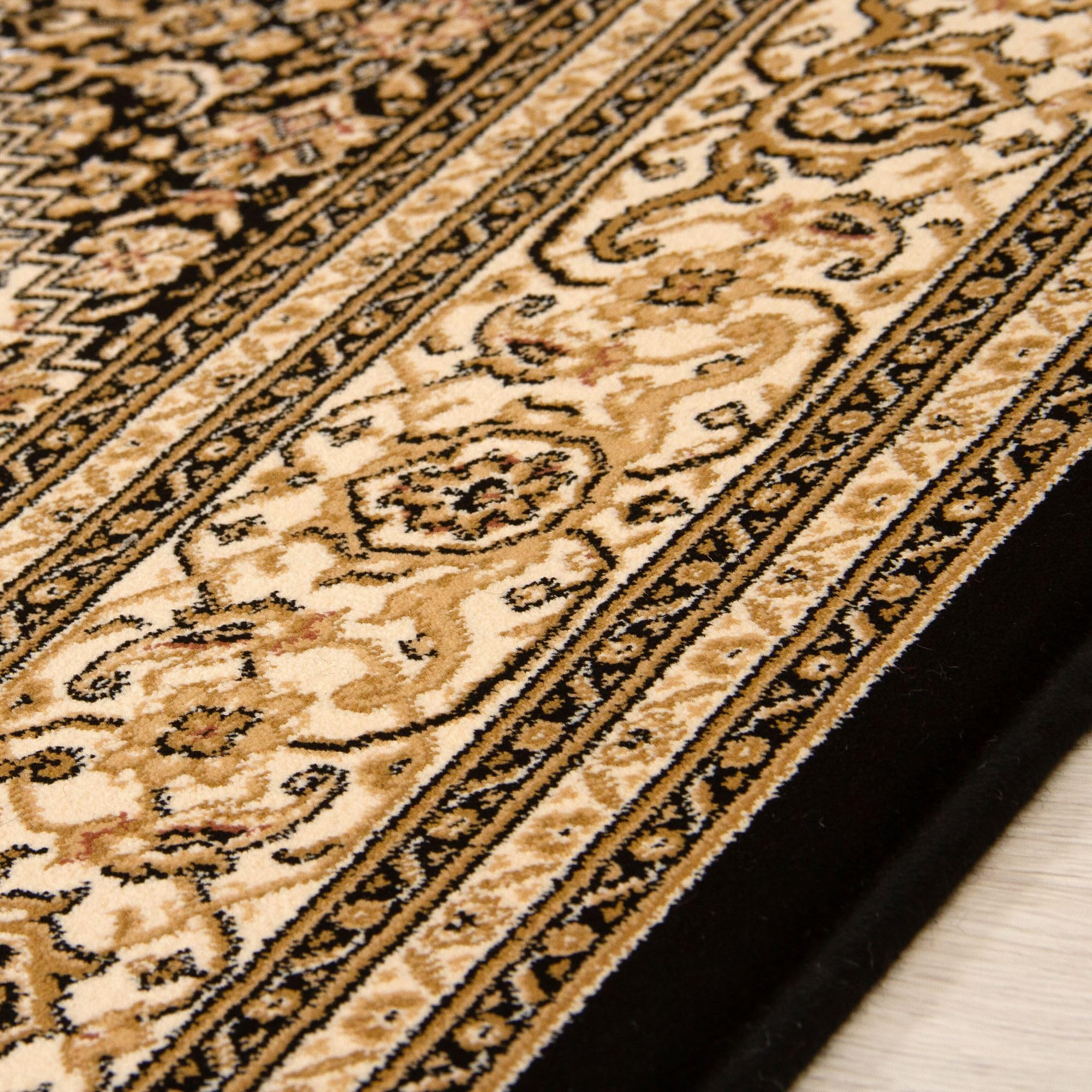 Steffensmeier Wohnzimmerteppich Classical Quality | Wohnzimmer | Beste Qualität | Orientalisch | Creme Schwarz Bidjar, Größe: 80x150 cm
