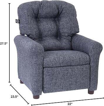 The Crew Furniture Traditional Kids Recliner Chair, Toddler Ages 1-5 Years, Polyester Linen, Gray
