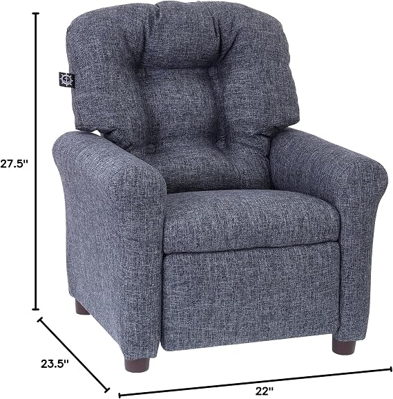 The Crew Furniture Traditional Kids Recliner Chair, Toddler Ages 1-5 Years, Polyester Linen, Gray