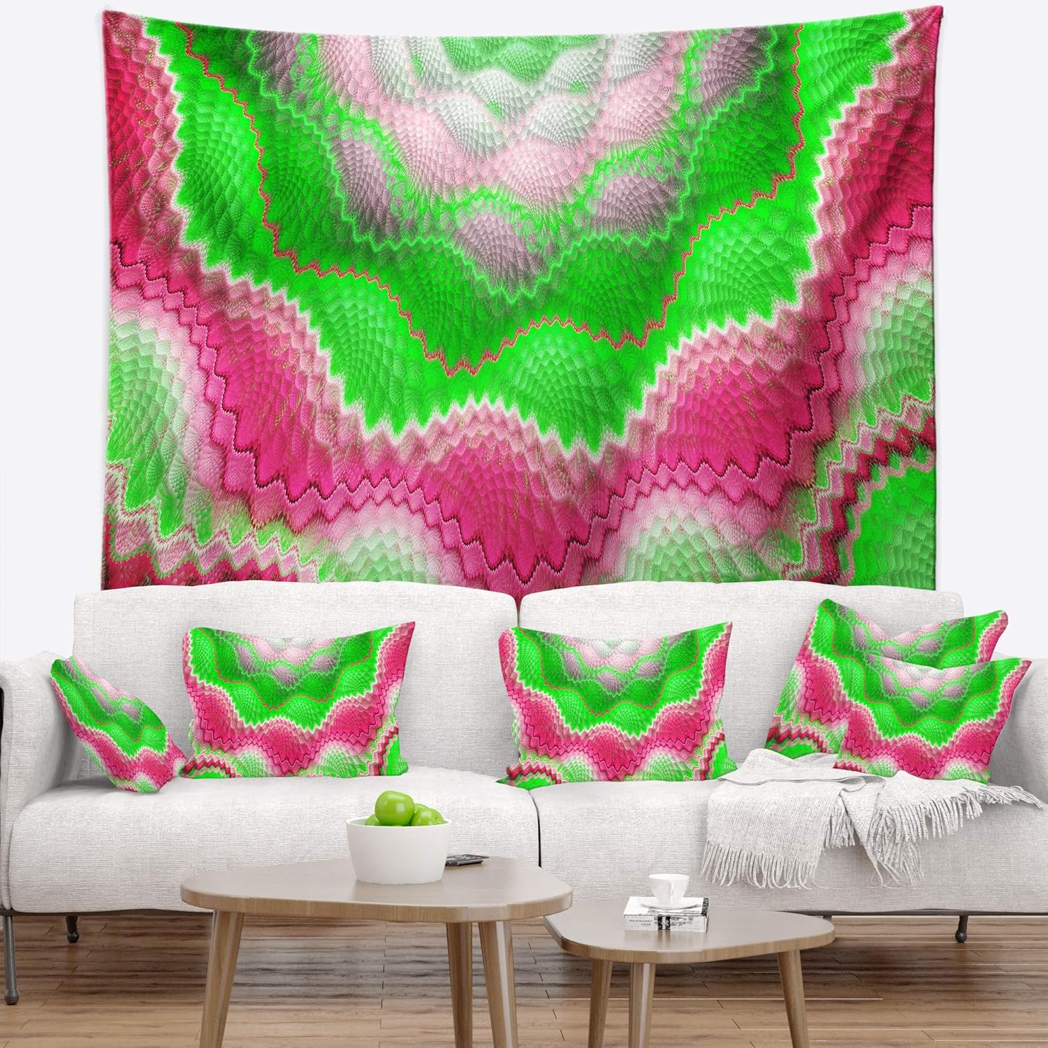 Designart ' Snake Skin Exotic Flower' Abstract Tapestry Blanket Décor Wall Art for Home and Office, Created On Lightweight Polyester Fabric Medium: 39 in. x 32 in 39L" x 32W" Created on Lightweight Polyester Fabric