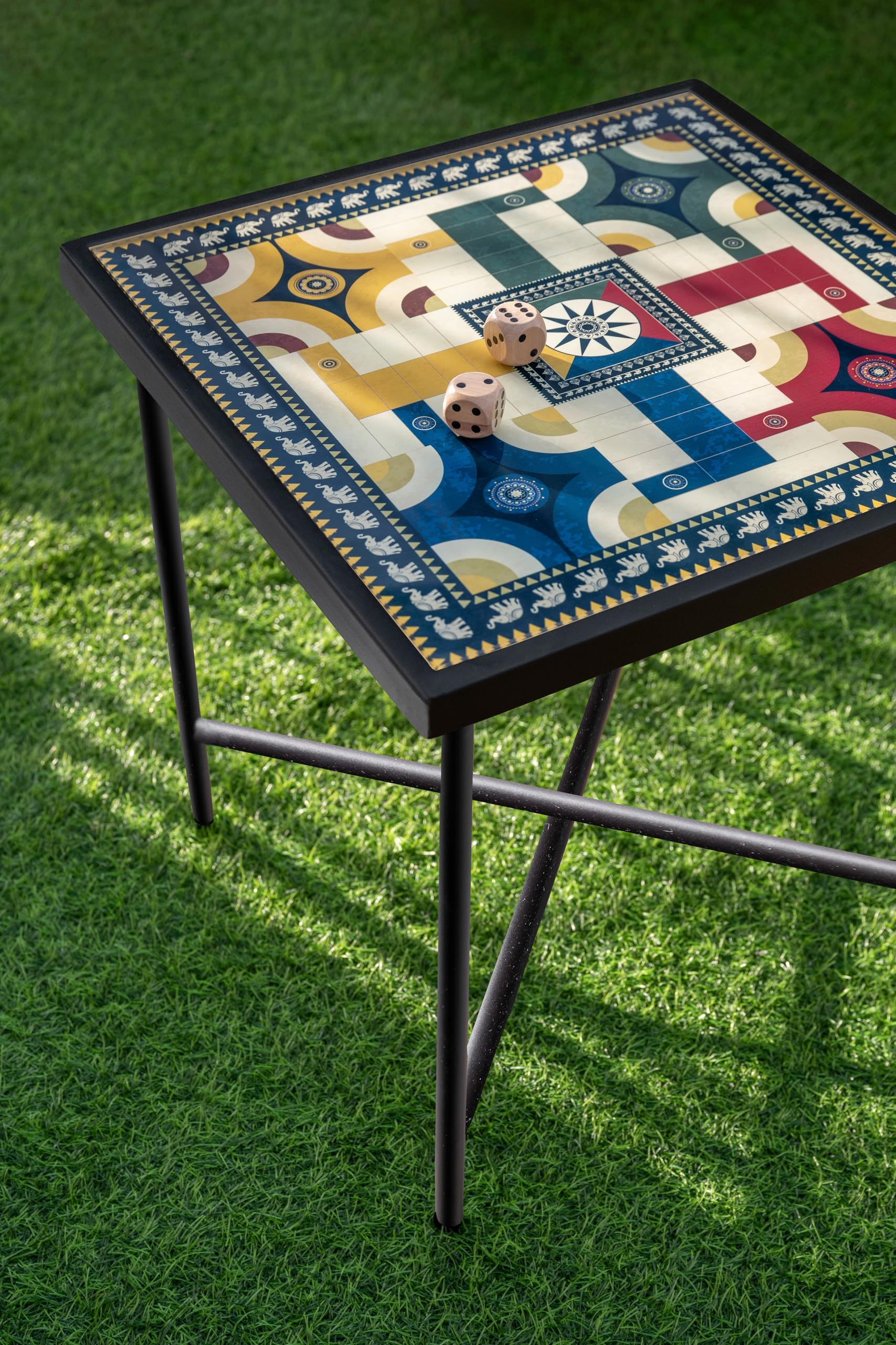 Dorable Roll Back The Good Times - Patio Table for Poolside Garden, Living Room, Bedroom, Small Spaces (Multicolour-Black Base)-image-7