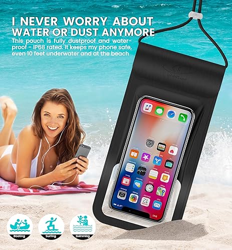 Miniatura 2 de HiRui Funda universal impermeable para teléfono con pantalla táctil, IP68 impermeable, bolsa seca para teléfono para playa, compatible con iPhone