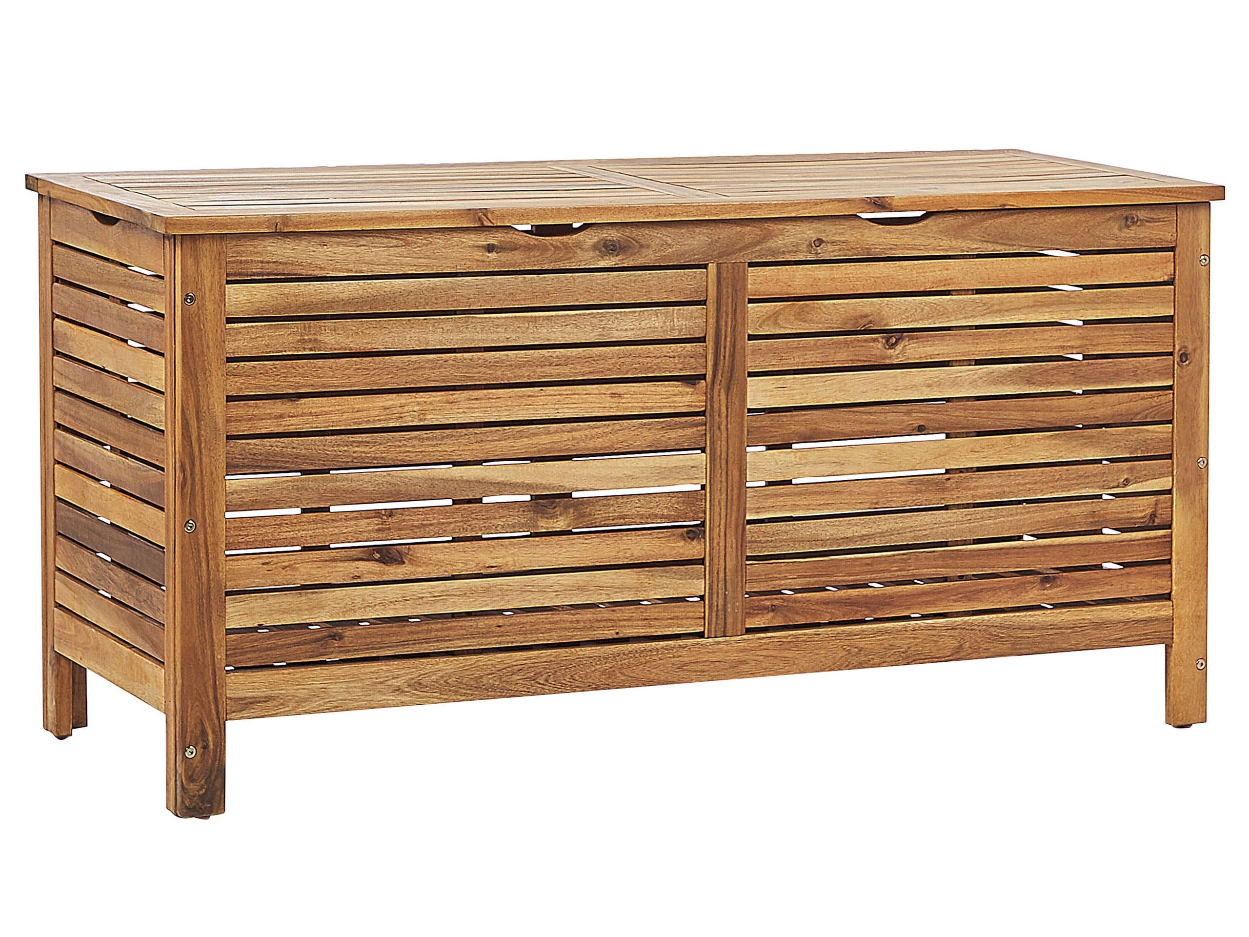Beliani Auflagenbox Akazienholz Truhe – geölte Oberfläche hellbraun 130x64x48 cm