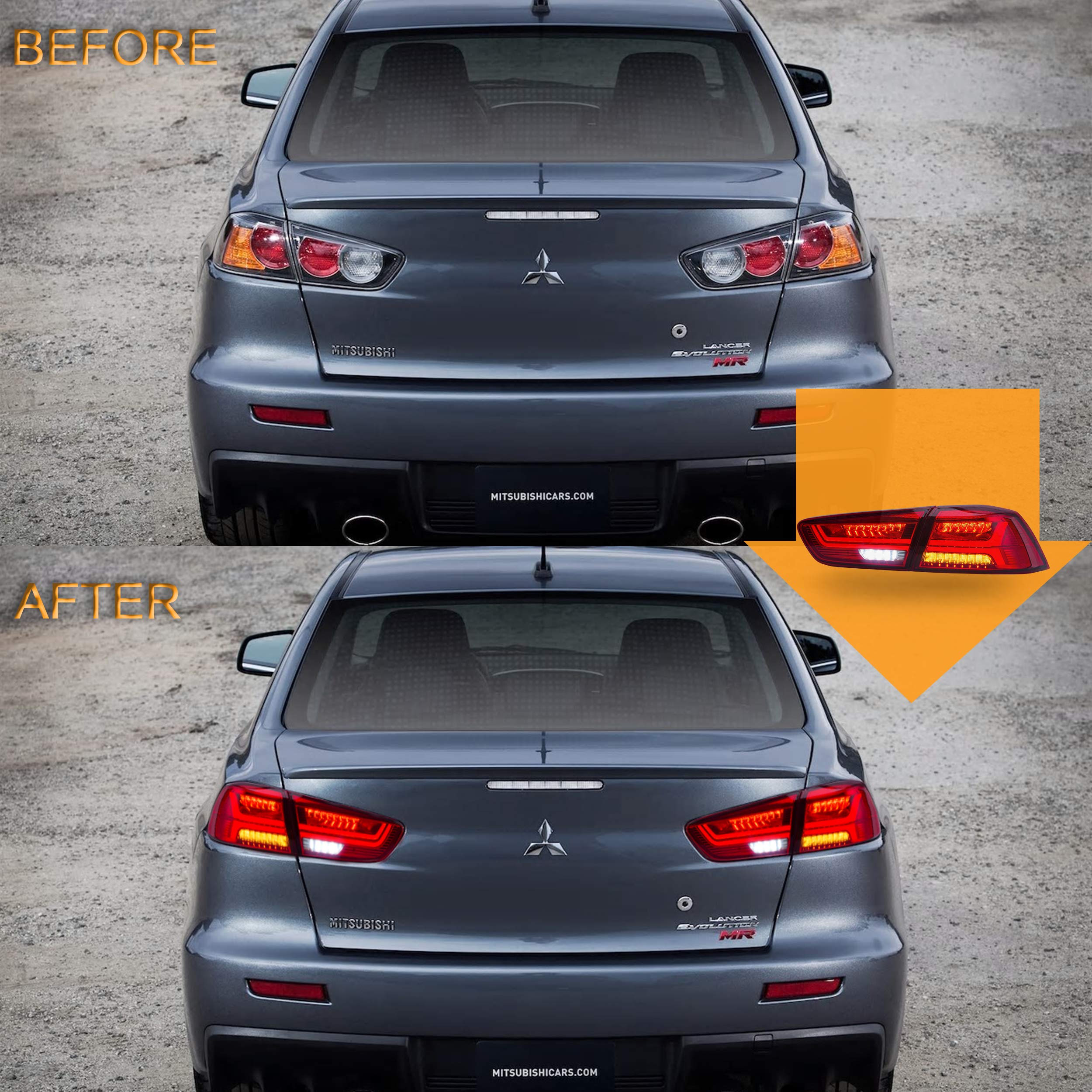 VLAND Tail lights Fit for Mitsubishi Lancer EVO X 20082020,Taill Lamp Assembly with Sequential